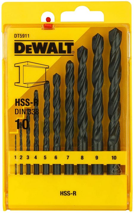 Dewalt-DT5911-QZ-Series-338-HSS-R-DIN-Jobber-Metal-Drill-Bit-Set-(Pack-of-10)