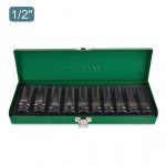 TOPTUL - 10PCS half inch DR. 6PT Flank Deep Impact Socket Set - GDAD1002