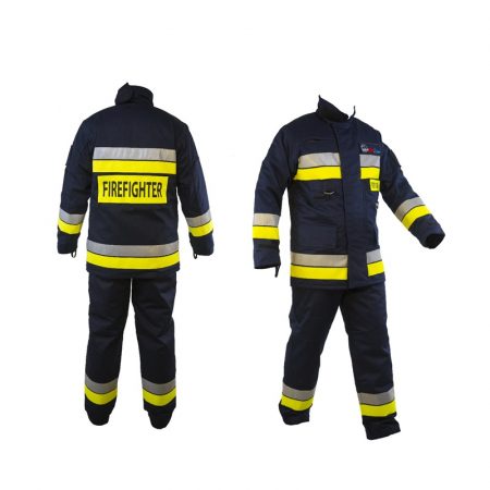 Bulldozer Fire Fighting Suit, BDUSP2-2, Cotton, M, Navy Blue