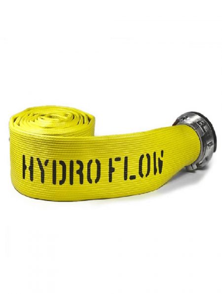 FIREQUIP Fire Hose, Hydro Flow, Rubber Lined ,Yellow,  5" x 50 STZ - HS50YB