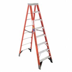 WERNER 8 ft. Fiberglass Stepladder, 375 lb. Load Capacity - 7408