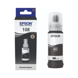 Epson 108 EcoTank Black Ink Bottle 70 ml – High Yield ~3,600 Pages – For L18050, L8050 Printer