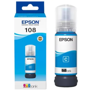 Epson 108 EcoTank Cyan Ink Bottle 70 ml – High Yield ~3,600 Pages – For L18050, L8050 Printer