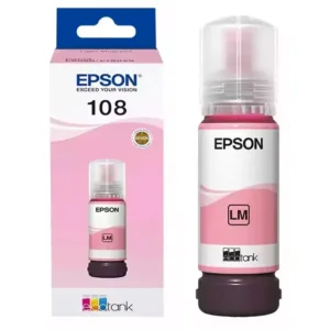 Epson 108 EcoTank Light Magenta (LM) Ink Bottle 70 ml – High Yield ~3,600 Pages – For L18050, L8050 Printer