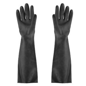 60cm Safety Gloves NEW Elbow-Long Industry Anti Acid Alkali Chemical Resistant Rubber Work Gloves Safety Glove Black 23.6inch