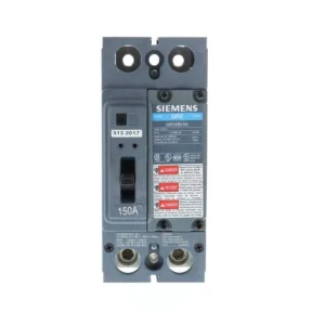 Siemens Bolt-On Molded Case Circuit Breaker 240 VAC 150 Amp 10 kA Interrupt 2 Pole Thermal Magnetic Trip QR22B150