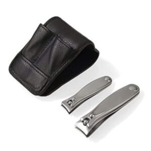Top Quality TopInox Stainless Steel Travel Grooming Set for Men in Leather Case. Made in Germany