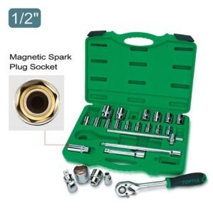 TOPTUL - 24PCS Professional Grade 1/2 inch DR. Flank Socket Set - GCAI2404