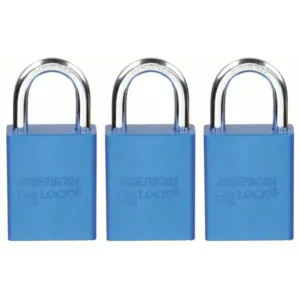AMERICAN LOCK 6MCL4 Lockout Padlock: Keyed Alike, Aluminum, Std Body Body Size, Steel, Std, Blue, Anodized