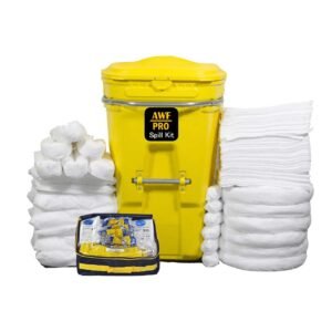 65 Gallon Oil Only Spill Kit Plus Protection Kit, Pro Grade,150 PC: Wheeled Cart, 100 Heavy Duty Pads 15?x19?, 6 Socks 12?, 7 Socks 4', 8 Pillows,Tyvek Suits,Boot Covers,Googles,Gloves,Bags & Sign