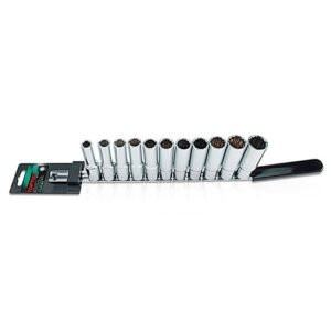 11-Piece 12PT Deep Socket Rail Set Silver