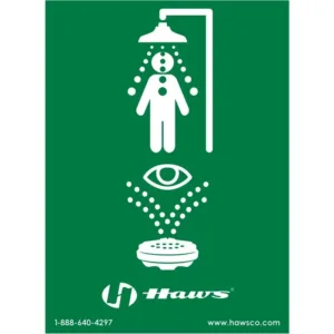 HAWS vertical universal combination emergency shower and eyewash sign, SP178