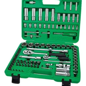 94-Piece Professional Grade 1/4" And 1/2" DR. Flank Socket Set GCAI094R Silver/Black/Green