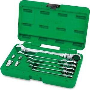 10-Piece Pro-Series Flexible Ratchet Combination Wrench Set With Box Silver/Green